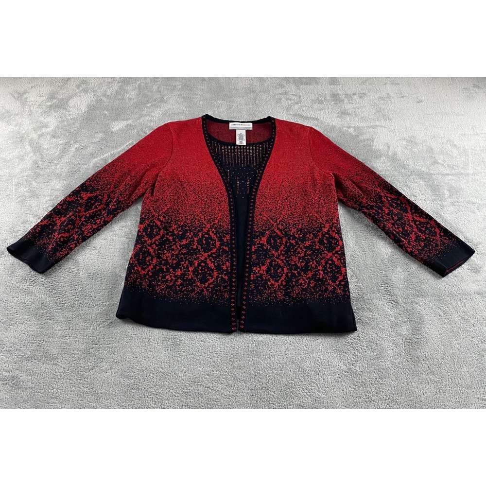 Alfred Dunner Petite Red‎ Black Ombre Rhinestone Sweater Set PS Holiday Shimmer
